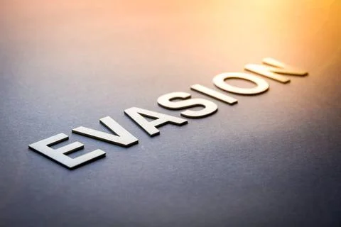  Word evasion written with white solid letters Word evasion written with w... Foto stock