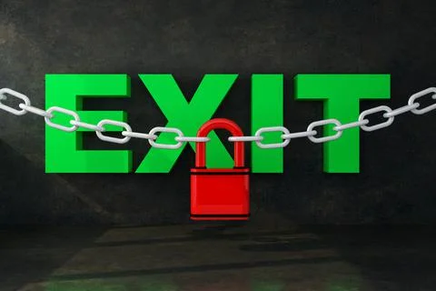 Word exit under chain with lock Stock Illustration