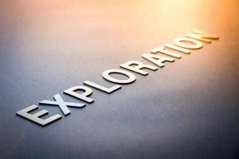 Word exploration written with white solid letters Foto stock