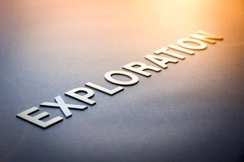  Word exploration written with white solid letters Word exploration writte... Foto stock