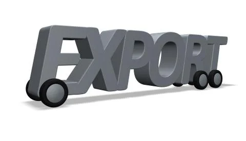 The word export on wheels - 3d illustration イラスト素材