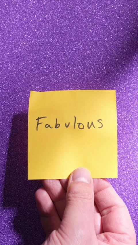 Word fabulous on yellow note Video stock 294929780