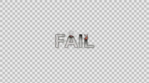 The Word Fail Burning in Flames to Ashes in Alpha Channel Stock Footage 61045983