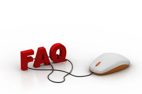 Word faq connected with computer mouse Grats Stockgrafik