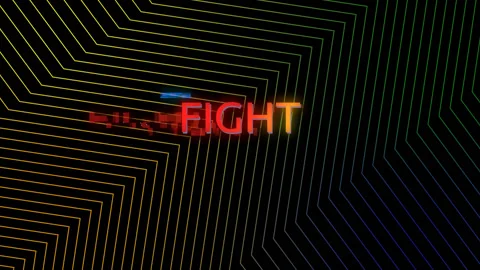 The word fight over on an animated background. Fight on an abstract animated Stock Footage 197547448