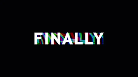 Word Finally appearing with glitch effect during digital transition for con.. Video stock 344035404