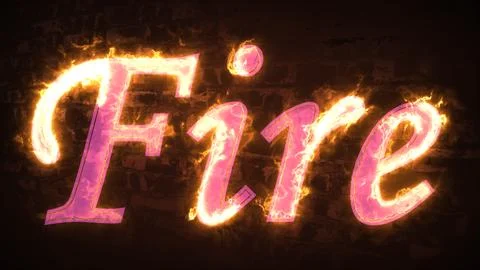 Word Fire on bricks background in red, hot, fiery, burning letters. Illustr.. Stock Photos