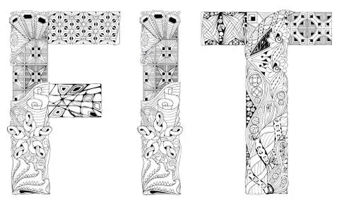Word FIT. Vector zentangle object for coloring Иллюстрация