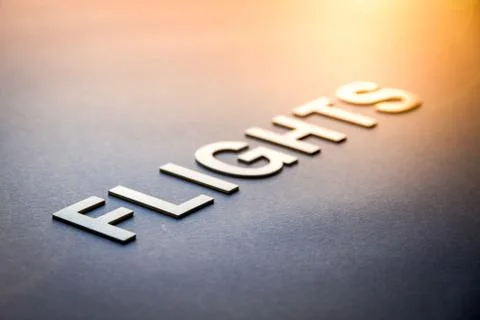 Word flights written with white solid letters Foto stock