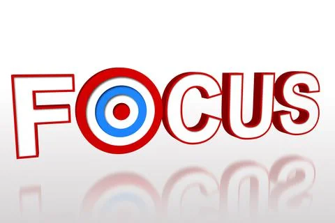 The word focus with target Stock Illustration