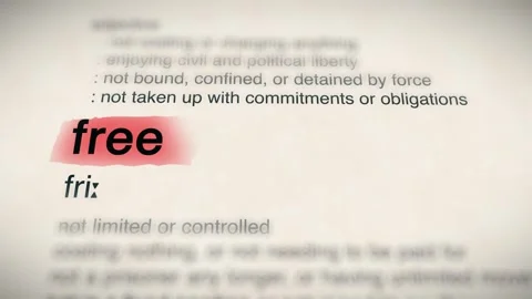 The Word free in a Dictionary Animation Stock Footage 302031340
