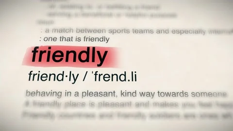 The Word friendly in a Dictionary Animation Stock Footage 302032071