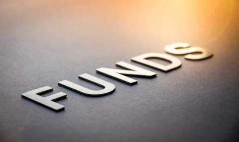 Word funds written with white solid letters Stock Photos