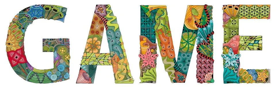 Word GAME. Vector zentangle object for decoration Ilustración de archivo