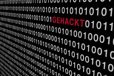 Word GEHACKT-hacked in binary code/cybersecurity concept Stockfoto's