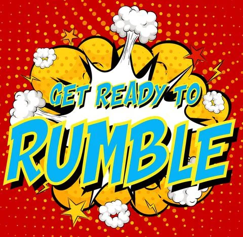 Word Get ready to rumble on comic cloud explosion background Stock Illustration