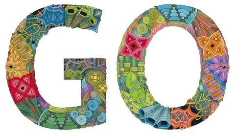 Word GO. Vector zentangle object for decoration Illustration