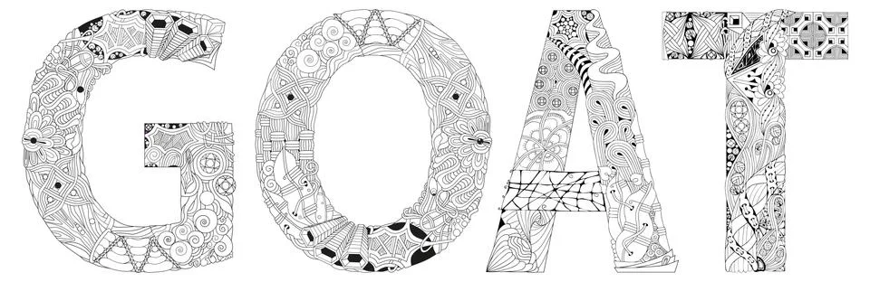 Word GOAT. Vector zentangle object for coloring Illustrazione stock