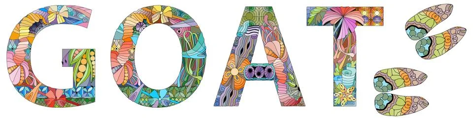 Word GOAT. Vector zentangle object for decoration Stockillustratie