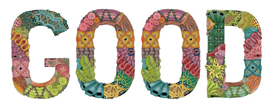 Word GOOD. Vector decorative zentangle object Stockillustratie