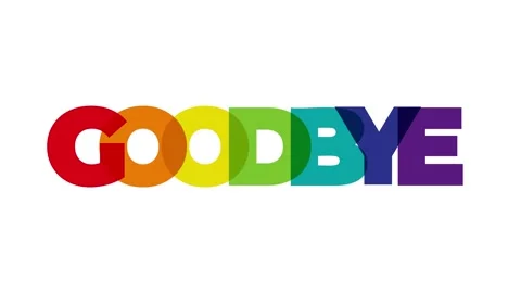 The word Goodbye. Animated video with the text colored rainbow. Stock Footage 301209521