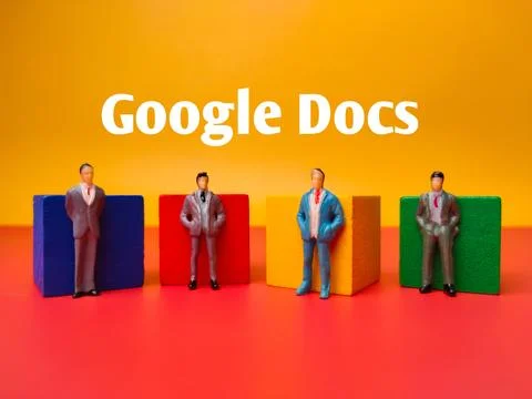 The word Google Docs on a red background Stock Photos