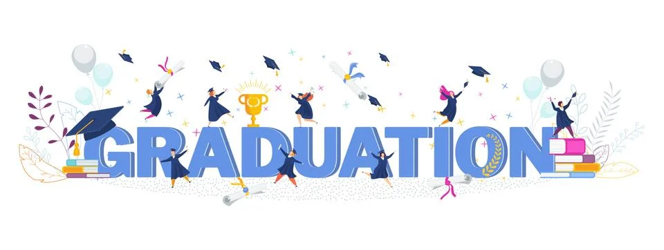 Word graduation typography vector concept on white background. Illustrazione stock