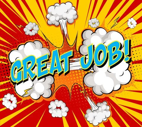 Word great job on comic cloud explosion background イラスト素材