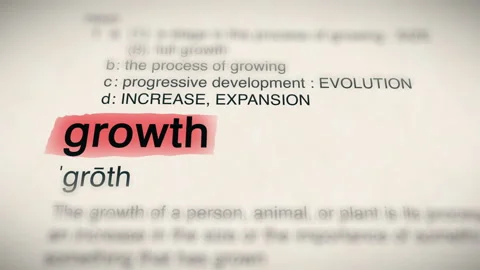 The Word growth in a Dictionary Animation Stock Footage 243718030