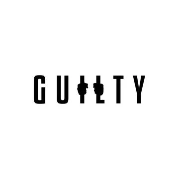 The word guilty with the impression of an iron bar. vector logo Stock Illustration