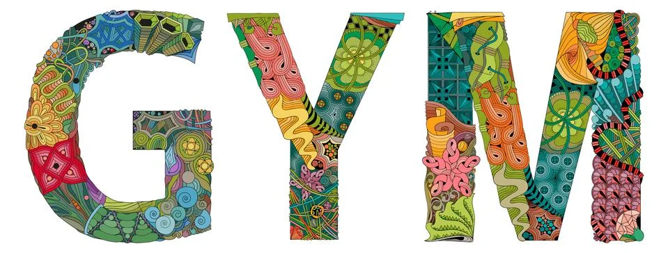 Word GYM. Vector zentangle object for decoration Stock Illustration