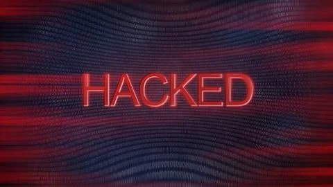 Word hacked on 3d binary code digits background Stock Illustration