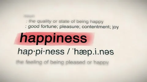 The Word happiness in a Dictionary Animation Stock Footage 302031404