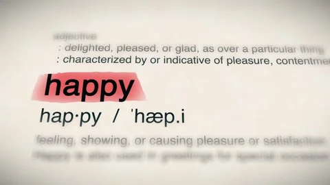The Word happy in a Dictionary Animation Stock Footage 302031436