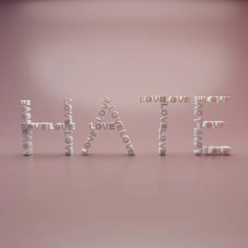 The word HATE built from the repeated word LOVE Stock Illustration
