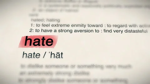 The Word hate in a Dictionary Animation Stock Footage 243648395