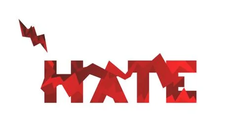 The word HATE vector sign on white background. Design element concept for typ Stock Illustration