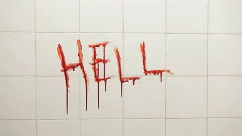 Word Hell Written In Blood Video stock 74518603