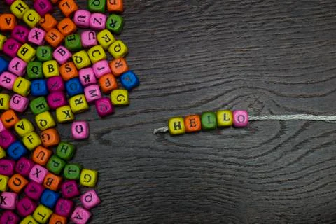 The word Hello from the beads. Stock Photos