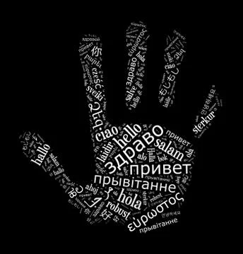 Word Hello in different languages Stock Photos