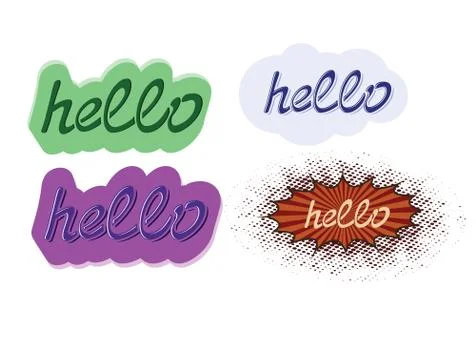 Word hello hand lettering Stock Illustration