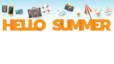 The word Hello Summer with icons. Video stock 152285327