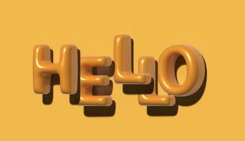 Word HELLO is written in glossy, three-dimensional yellow letters on a yell.. Stock Photos