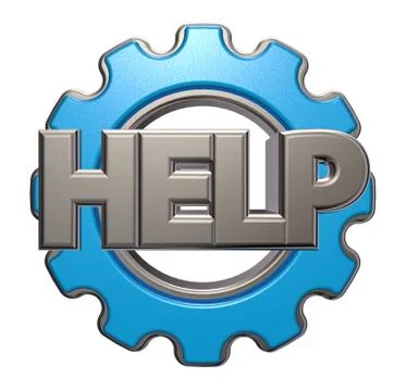 The word help and gear wheel - 3d rendering Stock Illustration
