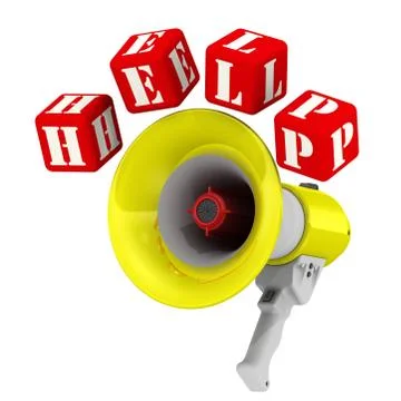 Word HELP around the megaphone 库存插图