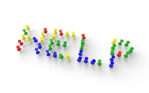 The word help made from pins. 3D render. Stock Illustration