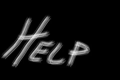Word Help written with computer brush on a black background. Illustration. 库存插图