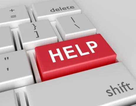 Word HELP is written on a computer keyboard. Conceptual image on a computer k Illustrazione stock