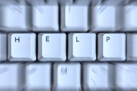 Word help zoomed in computer keyboard Stock Photos