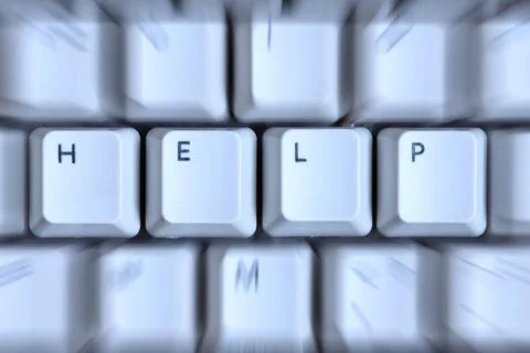 Word help zoomed in computer keyboard the word help zoomed in computer key... Stock-Fotos